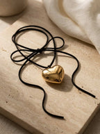 Golden Heart Black Choker - SIIRA