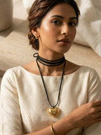 Golden Heart Black Choker - SIIRA